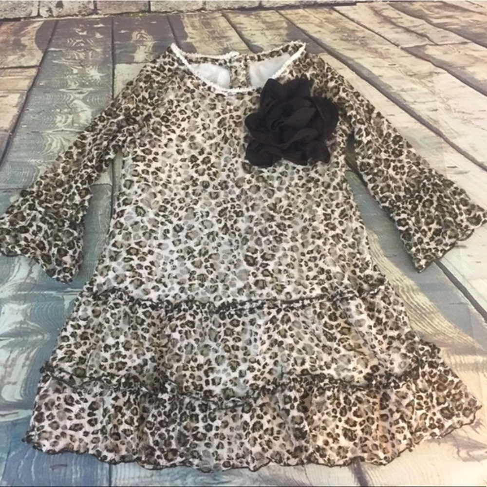 Marmellata Leopard Lace Bell Sleeve Dress Sz 4T